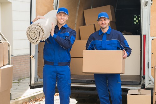 Customers using safe access and handling practices at a self storage facility