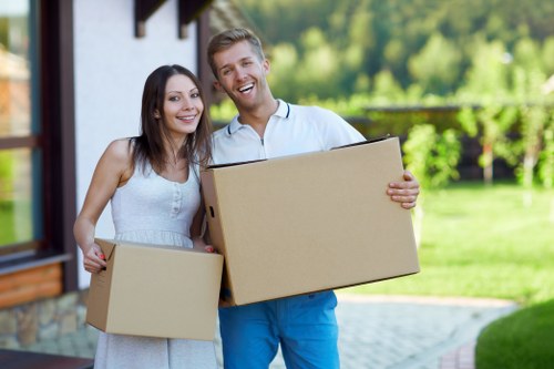 Apartment furniture being moved during removals in Chiswick