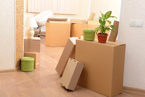 Office relocation equipment prepared for removals in Chiswick